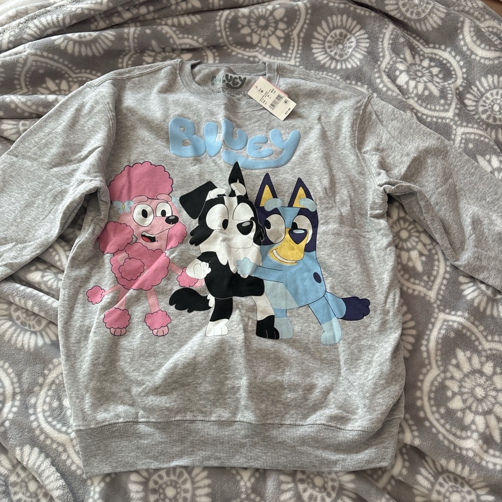 Grey Bluey Graphic Crewneck Sweater